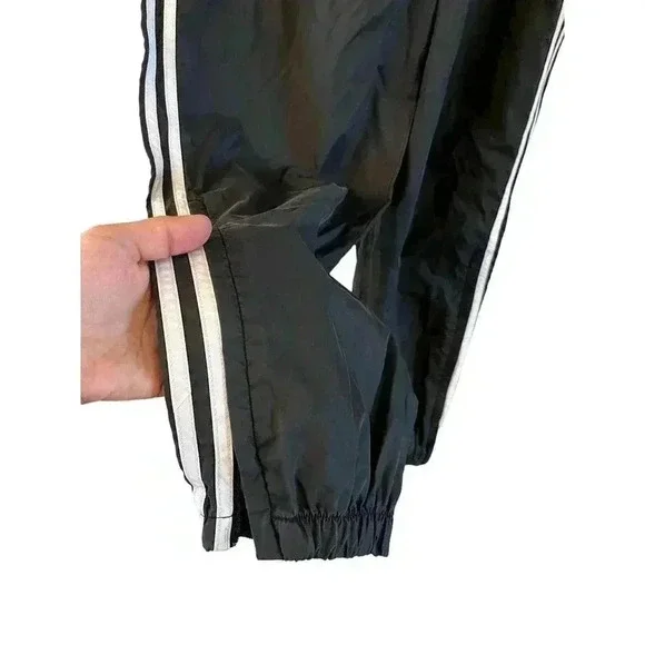 Vintage Adidas Men’s Track Pants Windbreaker 3 Stripes Zip Ankles Size Large - Picture 3 of 6